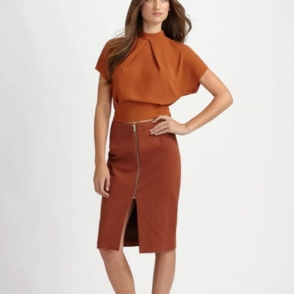 Acne Harlow Rustic Zippered Pencil Skirt Neutral Workwear Women's 36 US 4 NWT